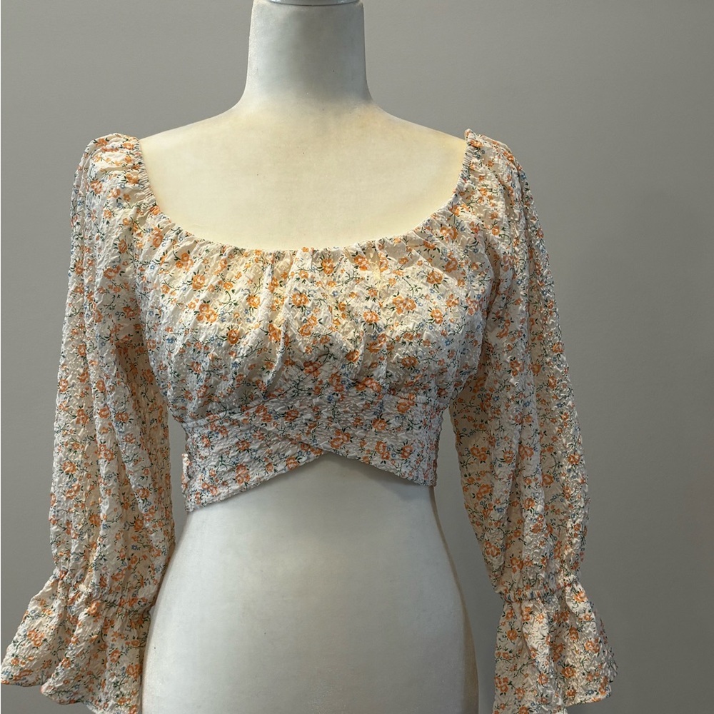 HYFVE Floral Blouse in Orange and Cream - Picture 2 of 10
